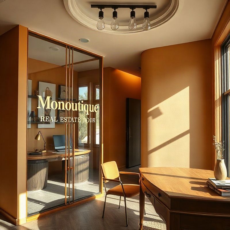 Interior of the Lumenjmint office with amber-gold accent walls